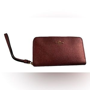 Coach long zip around wallet in black cherry
